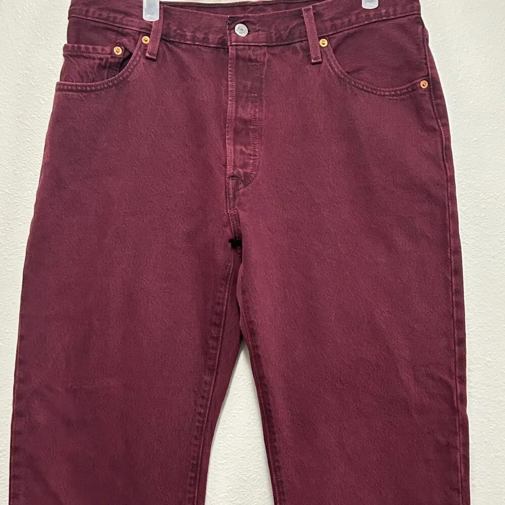 Levi's 501 Mens Jeans 32x30 Burgundy Denim  A1959-0049 Used 90's style